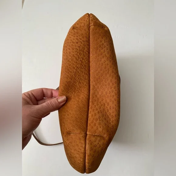 Furla Suede Vintage Brown Crossbody Gold Hardware looks like tiny cat paw prints